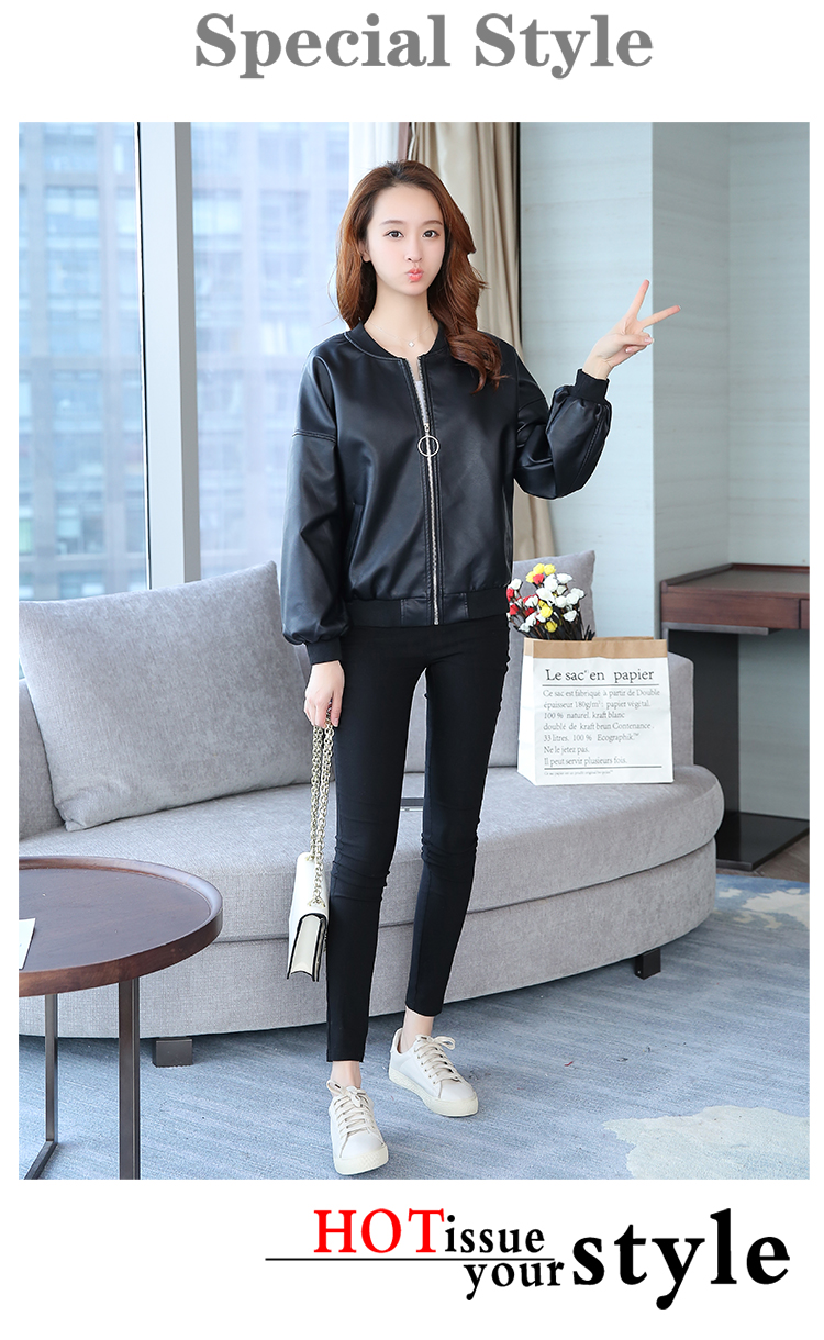 2018 mùa xuân và mùa thu mới của Hàn Quốc phiên bản của mỏng ngắn pu Harajuku bf hoang dã giản dị mỏng đồng phục bóng chày da của phụ nữ áo khoác áo da nữ