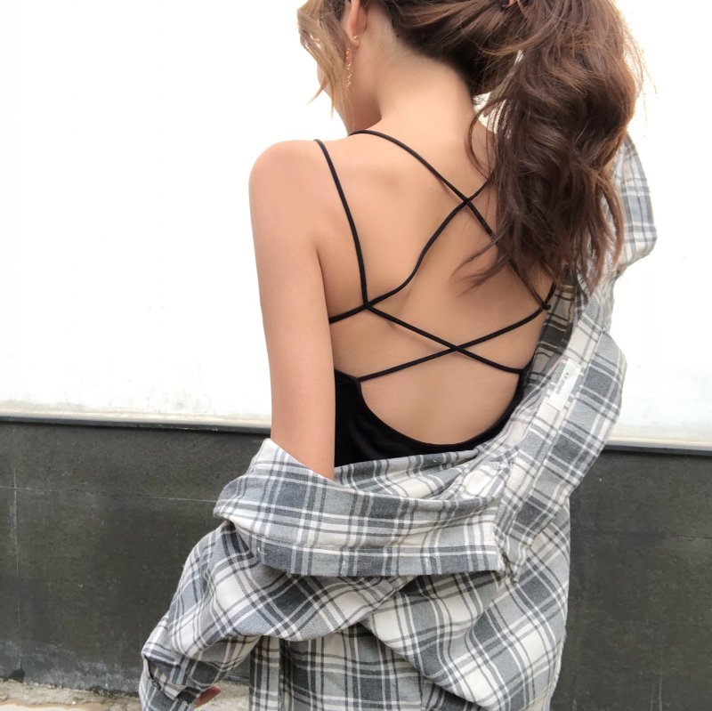 Châu âu và Hoa Kỳ xu hướng sexy ins siêu cháy lớn lại dây đeo chéo dây đeo ngắn vest tiếp xúc rốn vẻ đẹp trở lại bọc ngực dây đeo nữ đồ bơi nữ kín đáo