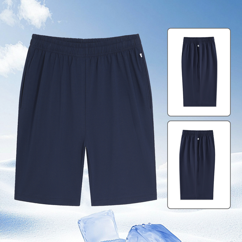 Summer Thin Ice Silk School Uniform Shorts for Elementary School Students, Navy Blue Junior High School Students' Dark Blue Five-Point Shorts, Sports Shorts for Men Summer Thin Ice Silk School Uniform Shorts for Elementary School Students, Navy Blue Junior High School Students' Dark Blue Five-Point Shorts, Sports Shorts for Men