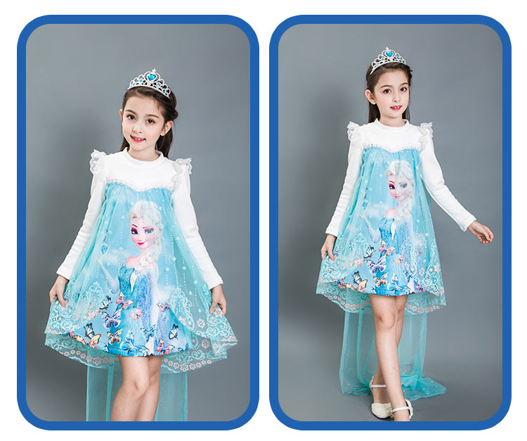 Váy công chúa lãng mạn băng giá tình yêu cô gái cát cộng với váy nhung Aisha trẻ em Váy Sophia 2018 thu đông váy bé gái đẹp