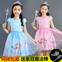 Frozen princess dress Aisha Aisha Summer Dress Girls Short Sleeve Dress Childrens skirt summer new pure cotton