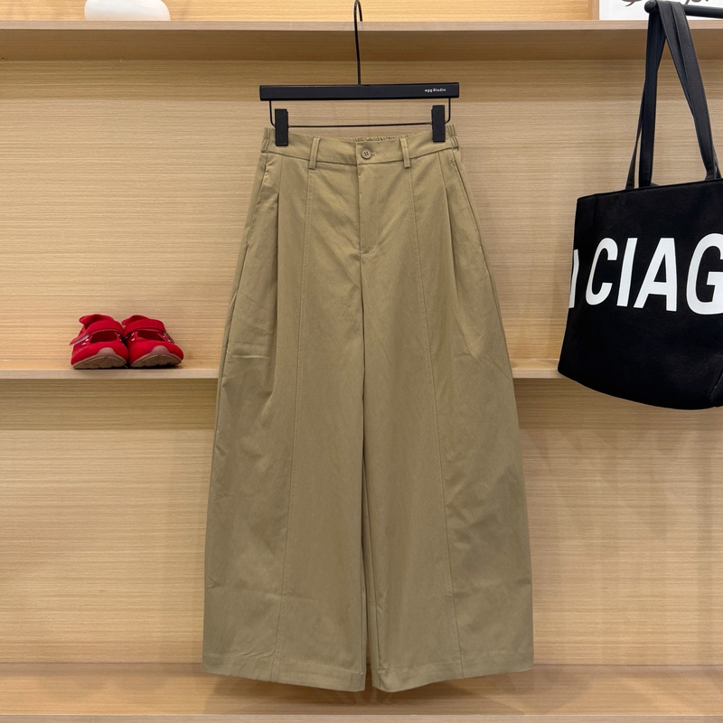 High-End European Goods 2026 Autumn New Elastic High-Waisted Slimming Casual Pants for Petite Women, Wide-Leg Cropped Pants