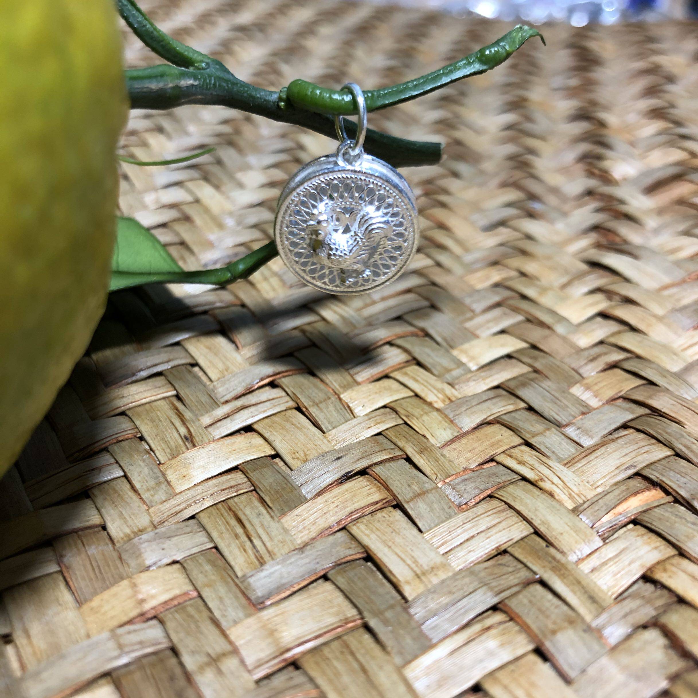 Zodiac Small Brushed Pendant Pure Silver 999