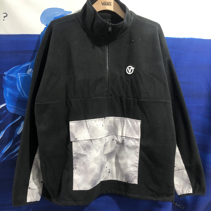 Vans Spring and Autumn Black Fur Splash-Ink Versatile Comfortable Unisex Casual Stand-Up Collar Sweatshirt Vn0A7Yjqblk