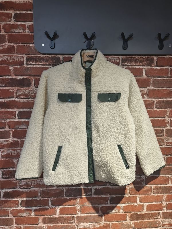 Vans Autumn and Winter White Patchwork Versatile Casual Lambswool Jacket for Men and Women Sample Clothing Vn0A5Lj3Bwq