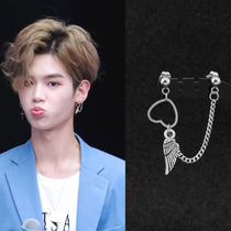 Huang Minghao with earrings love small wings chain double earrings small fresh meat earrings lovers earrings couples without earrings