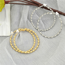 New Large Circle Earrings Nightclub Shiny Twist Circles Hyperboly Large Circle Ear Trim Earshot Mesh Red Lady Without Ear Clip