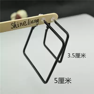 2021 New European and American big-name temperament big ring ring earrings ear clip female fashion wide square large earring without ear hole earrings