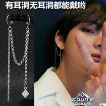 No ear clip male ear clip male ear bone chain earrings fashion personality tide ear stud titanium steel does not fade earrings earrings ear jewelry