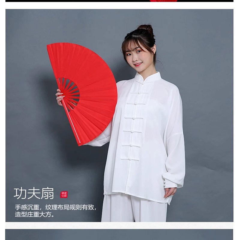 中国风功夫扇子:小学生武术表演的秘密武器,红色双面太极响扇全解析!-太极扇-淘宝百科网