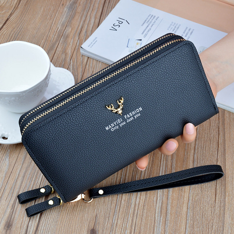 2022 new wallet women's long section large capacity double zipper clutch bag simple double layer mobile phone bag net red coin purse