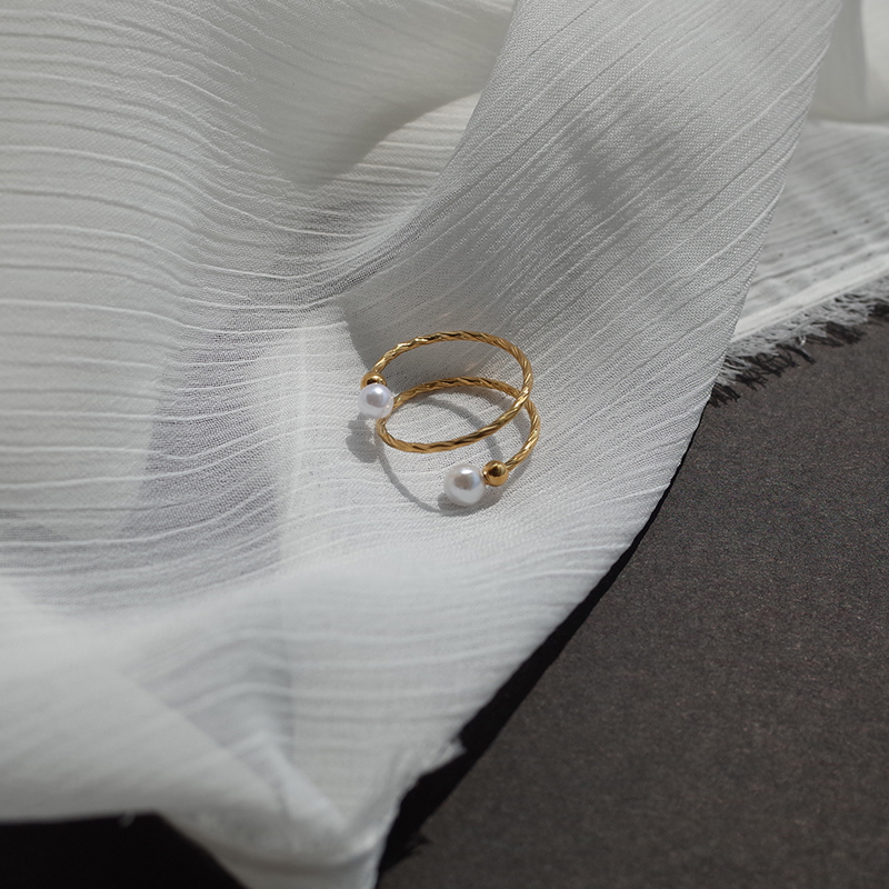 [Mệt mỏi] Thiết kế vàng 14K thiết kế đính cườm vòng mở có thể giặt được vòng sang trọng tối giản nhẫn vàng 18k nam