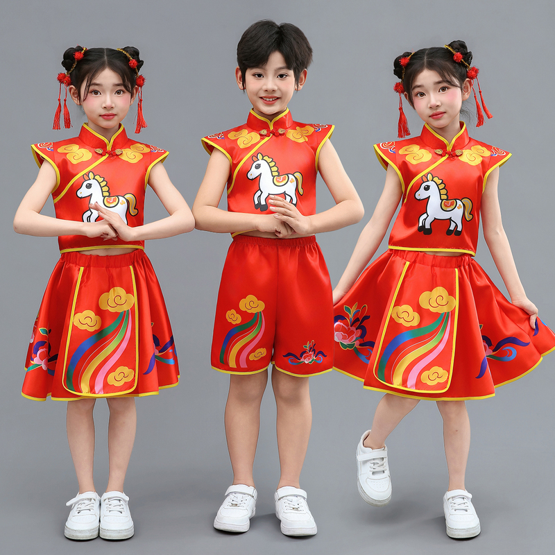 Children's Performance Costumes for June 1St, Happy Little Pony Dance Performance Costumes for Kindergarten and Primary School Students, Chopstick Dance with the Sound of Horse Hooves