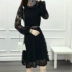 Đầm ren 2018 phụ nữ mới vòng cổ dài tay rỗng đèn lồng tay áo váy Hàn Quốc phiên bản của mùa thu cơ thể một váy