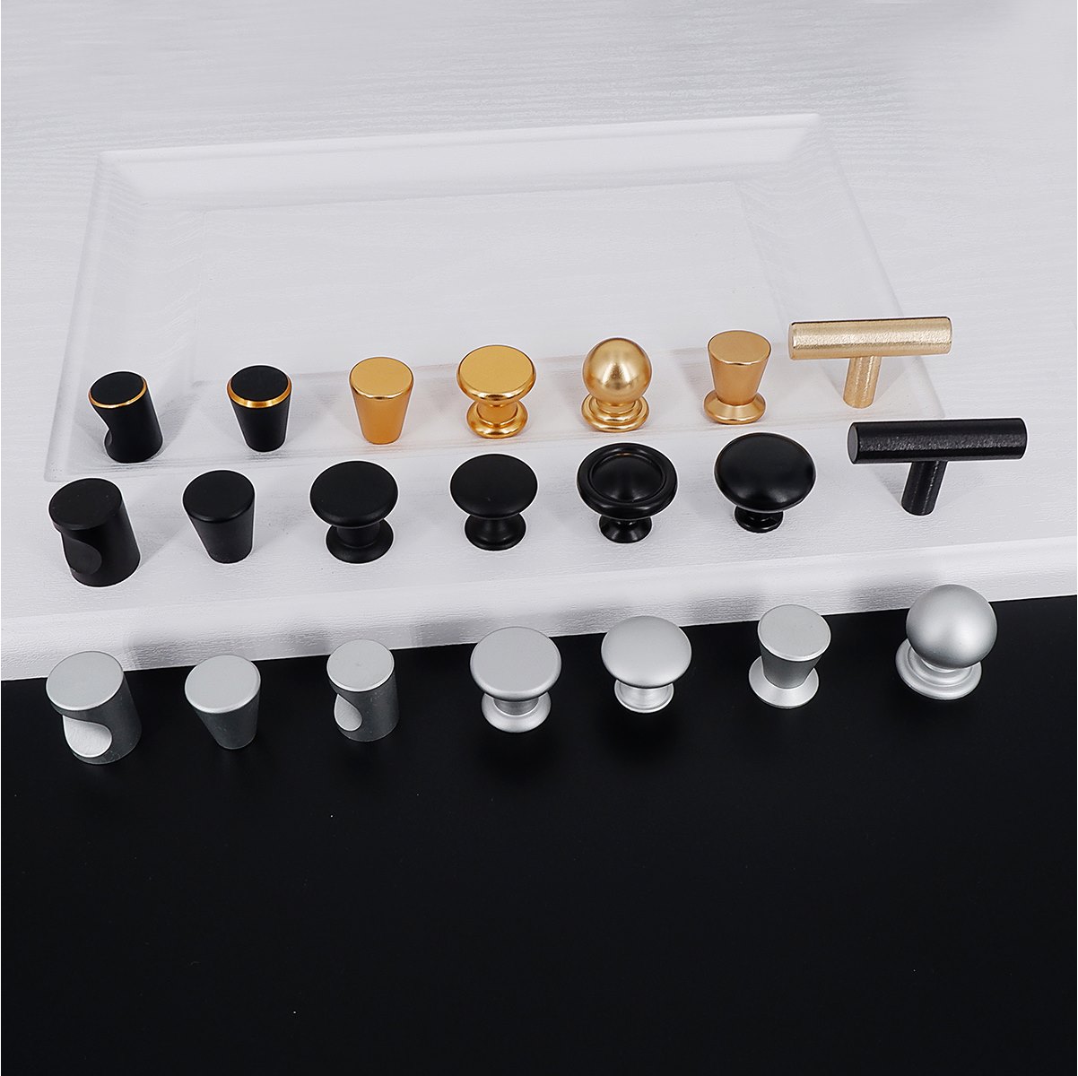 Single-hole space aluminum alloy black handle modern minimalist chest of drawers wardrobe children overall cupboard furniture round golden handle