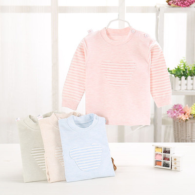儿童彩棉秋衣打底上衣高弹力