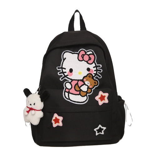 Hello kitty, ранец, высококачественная сумка через плечо, вместительный и большой милый рюкзак, для средней школы