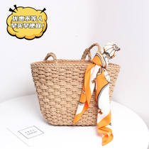 Youth portable ins straw bag female simple Joker beach Korean version bag shoulder woven new holiday temperament bag