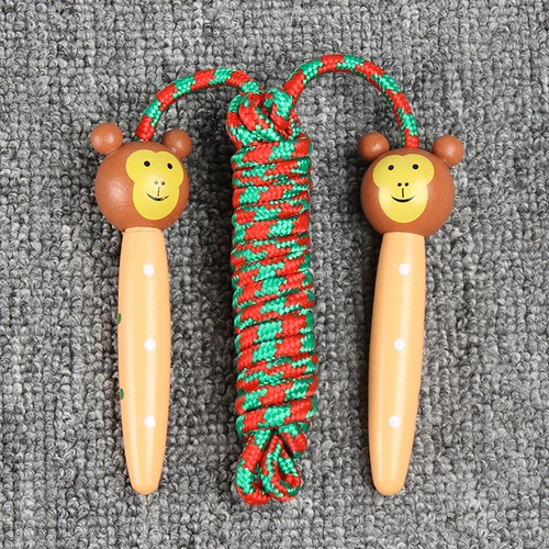 Детская мультяшная скакалка для детского сада, деревянная ручка с животными для раннего возраста для спортзала