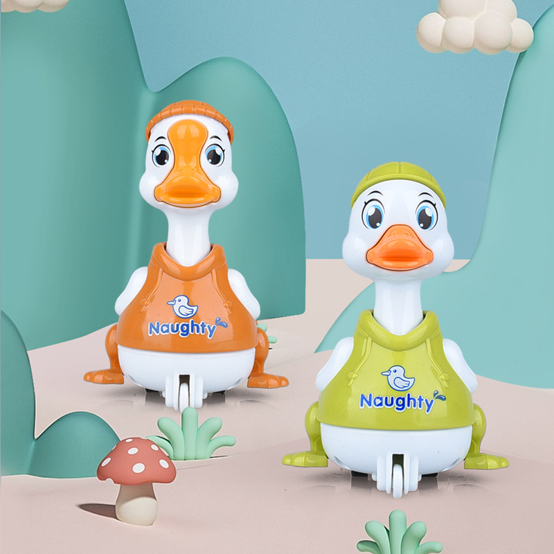 Net red children's press-type can run duckling inertial pull back cute fun goose baby toddler boy and girl animal toys