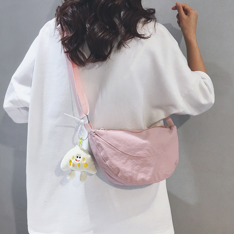 Linglan six-color Japanese simple canvas cross-body dumpling bag