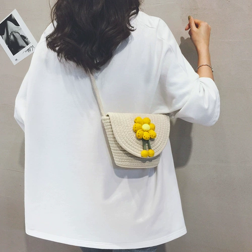 Модная соломенная сумка через плечо, плетеная барсетка на одно плечо, мобильный телефон, сумка для телефона, в западном стиле, коллекция 2023