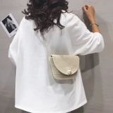 Соломенная сумка через плечо, маленький мобильный телефон, пляжная плетеная сумка для телефона