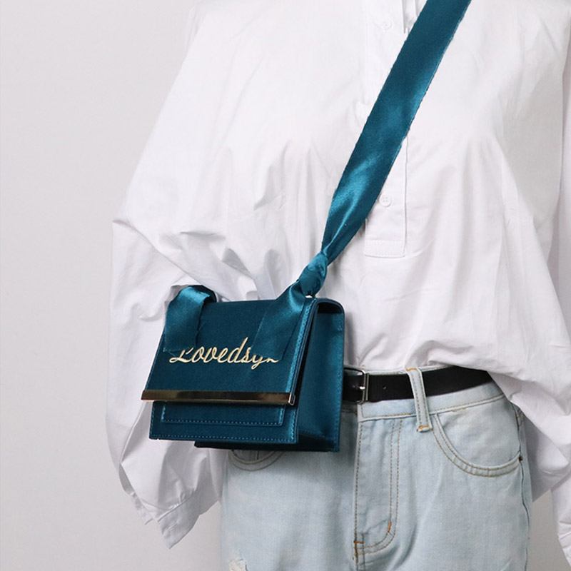 韩国迷你链条小方包2017新款绒面蝴蝶结丝巾百搭单肩小包斜挎包潮