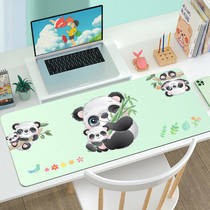 Office mouse pad oversized panda cartoon cute wind INS computer game keyboard pad thickened lock edge waterproof and slippery