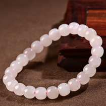 Natural lotus root pink Hetian jade bracelet mens 16 108 old beads are female Qinghai material
