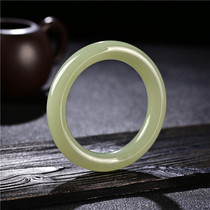 Hetian jade Qinghai material ice bottom Qingshui lake water green bracelet natural green and white jade round girl bracelet send certificate