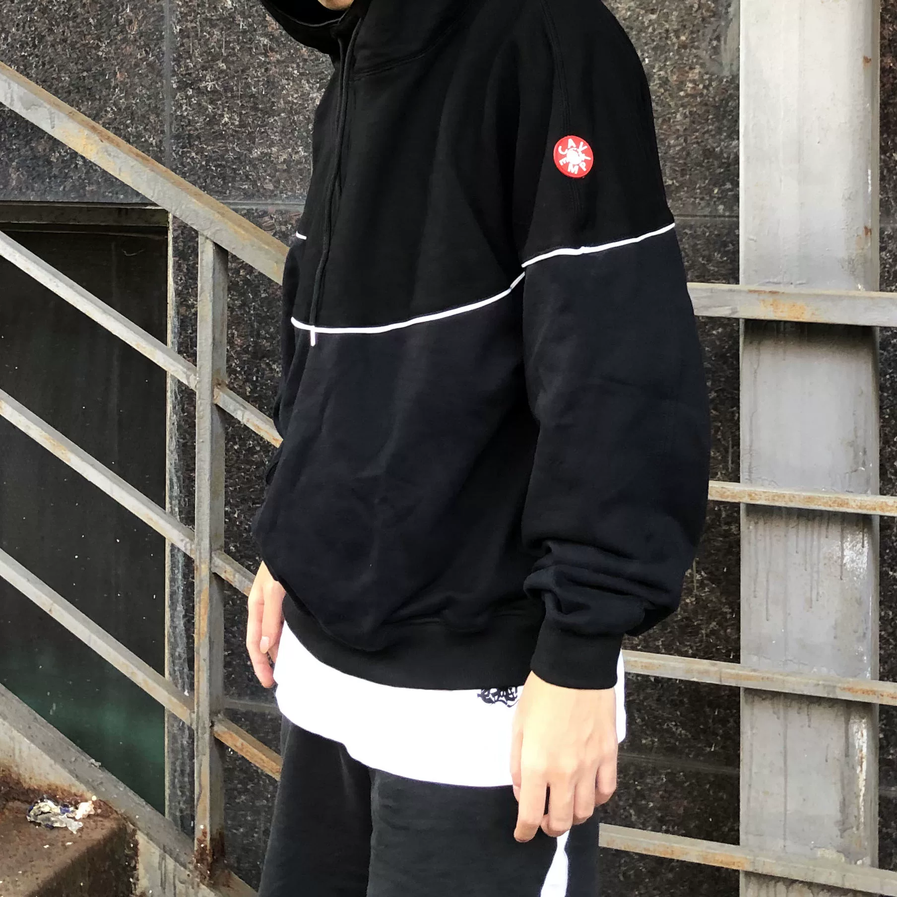 CAVEMPT White Line Heavy Hoody C.E Black Samurai Black and White Stitching Cover