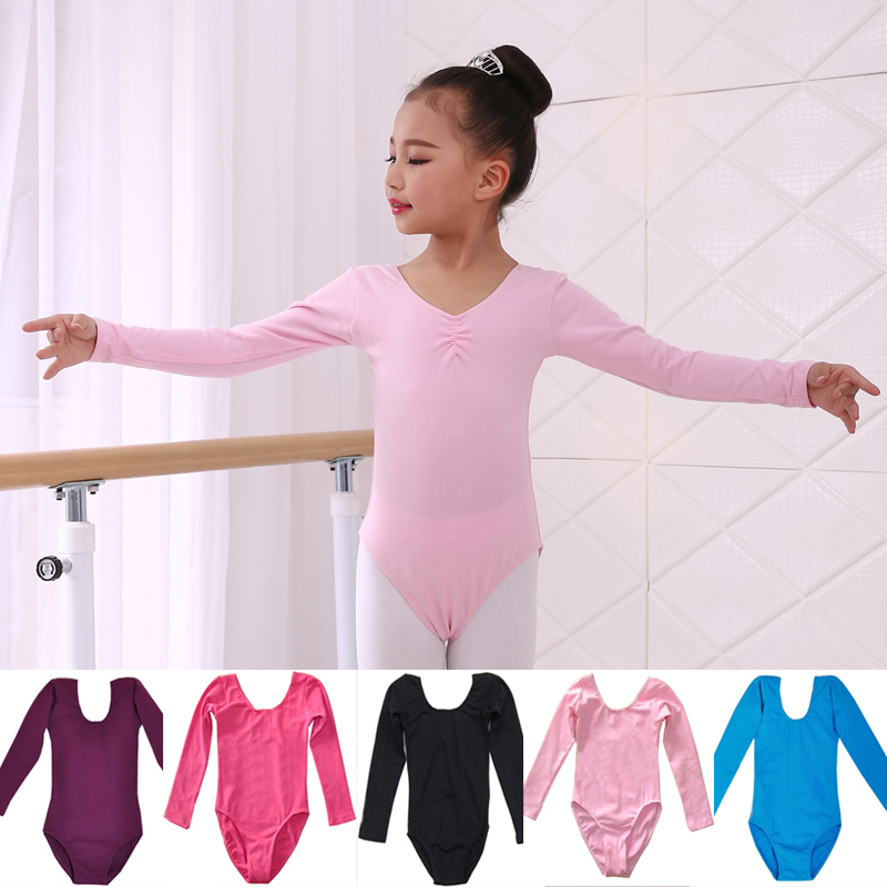 Children's dance practice Girl Pink Gymnastics tandem Dress Toddler Pure Cotton Long Sleeve Ballet Assay Body Suit