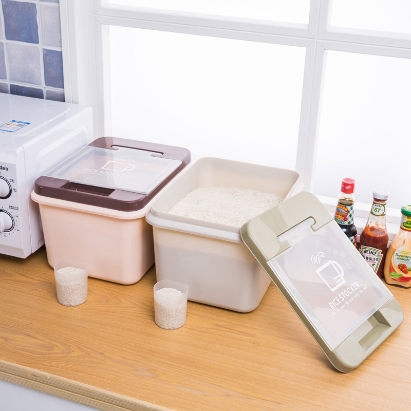 Home Installed Rice Pail 20 Catty Storage Rice Box Moisture-Proof Sealed Rice Tank Rice Box Rice-Vat Rice Flour Barrel Containing Box