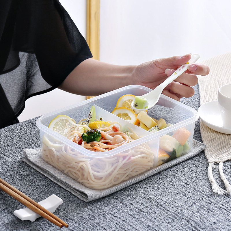 Student lunch box Lunch box Microwave oven separated lunch box Food sealed box Rectangular round refrigerator storage box