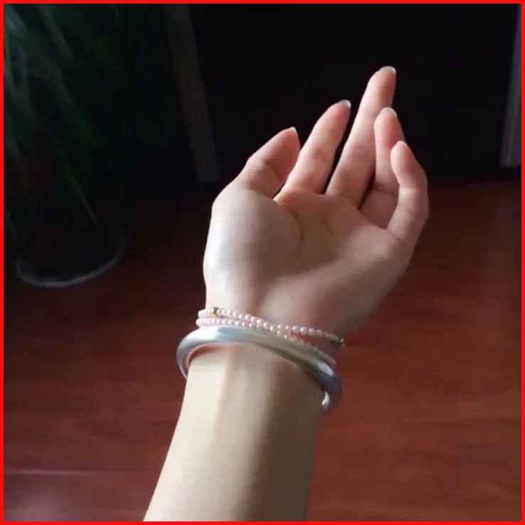 Round 999 Snowflake Silver Aperture Closed Solid Foot Silver Decorated Silver Bracelet Ancient Method Lineage minimalist Handmade 1521