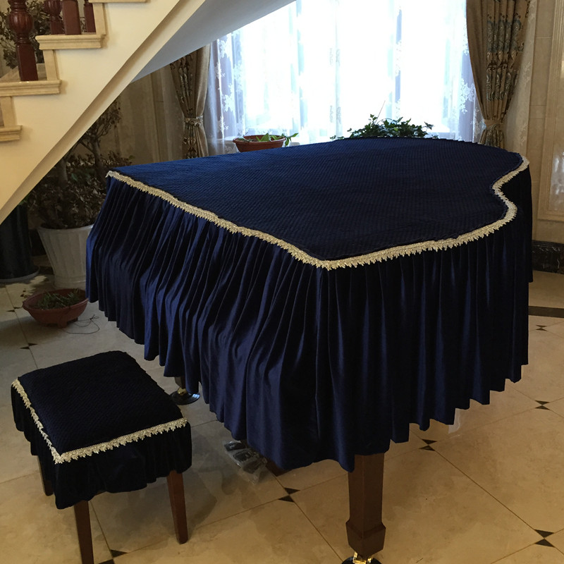 Custom thickened gold velvet grand piano cover Embossed Korean stretch velvet piano set Simple piano full cover