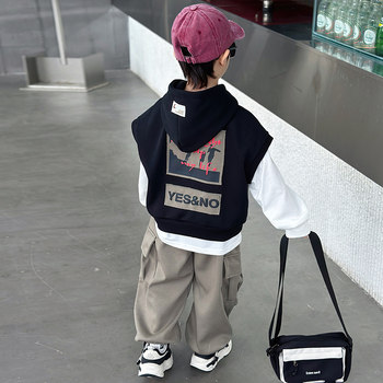 Boys' Spring and Autumn Sports Suit, Stylish and Trendy 2025 New Model, Children's Boys' Fashionable Little Gentleman Three-Piece Set