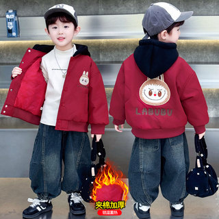 Labubu boys autumn and winter cotton clothes children's padded jackets 2025 new sports cool handsome boys winter cotton jackets