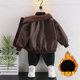 Boys' Fleece-Lined Leather Jacket Winter Cotton Coat 2024 New Stylish Korean Version Fashionable Baby Children's Thickened Jacket