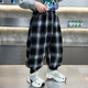Boys' Plaid Long Pants Spring Outfit Children's Casual Jogger Pants 2026 New Cartoon Baby Lantern Pants Stylish Trousers