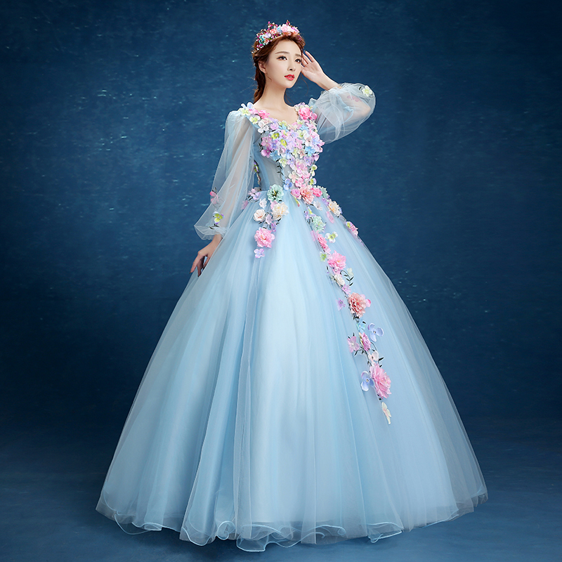 New Wedding Dress, Art Exam Solo Performance Costume, Fairy Costume, Puffy Skirt, Long Hostess Dress, Women's Colorful Gauze Stage Dress
