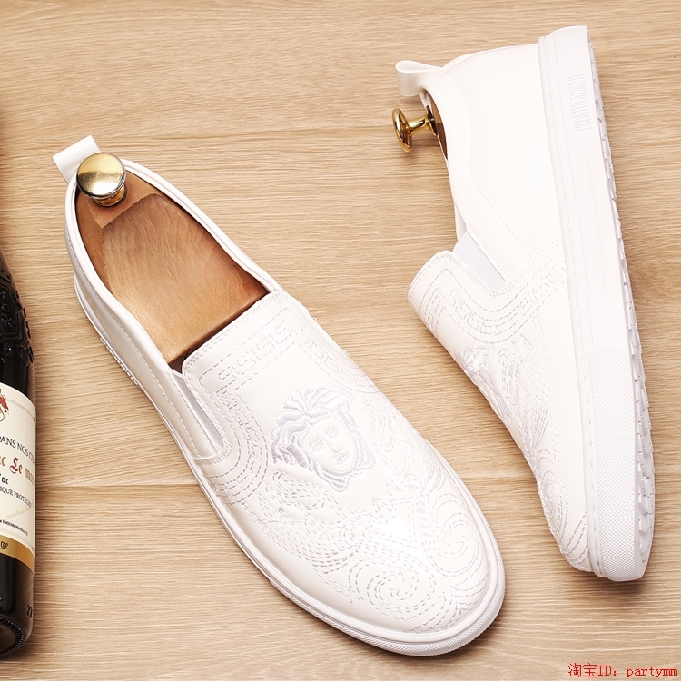 Hong Kong Tide Card Men's Shoes 20222 Spring Autumn New Fashion Casual Embroidered Board Shoe Cover Feet Sloth People Bright Face Bean-Bean Shoes