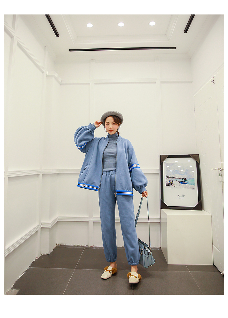 KEIKO / Kelly Châu Âu nguyên bản 2018 thu đông mới thêu ruy băng thêu cộng với quần len nhung phù hợp với nữ đồ pijama