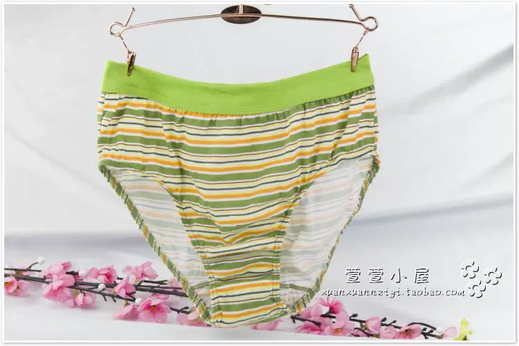 Quần lót nữ Fu Nilai cotton cotton chính hãng 100% cotton sọc ngang quần short đồ lót có phân bón để tăng quần lót nữ cotton