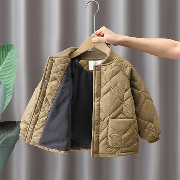 Boys and girls autumn and winter velvet light cotton 1-piece jacket