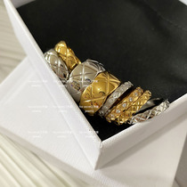 Wang Yibo Liu Wen Diamond Gstripe Ring Titanium Steel Plated 18k Gold Wide Narrow Rhombus Ring Rings Lovers Stack of Men and Women