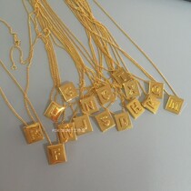 26-letter block pendant necklace French style advanced temperament brief Lisa the same collarbone chain plated real gold