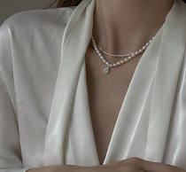 Method Advanced s925 pure silver natural fresh water pearl necklace drop pendant lock bone chain female delicately elegant temperament