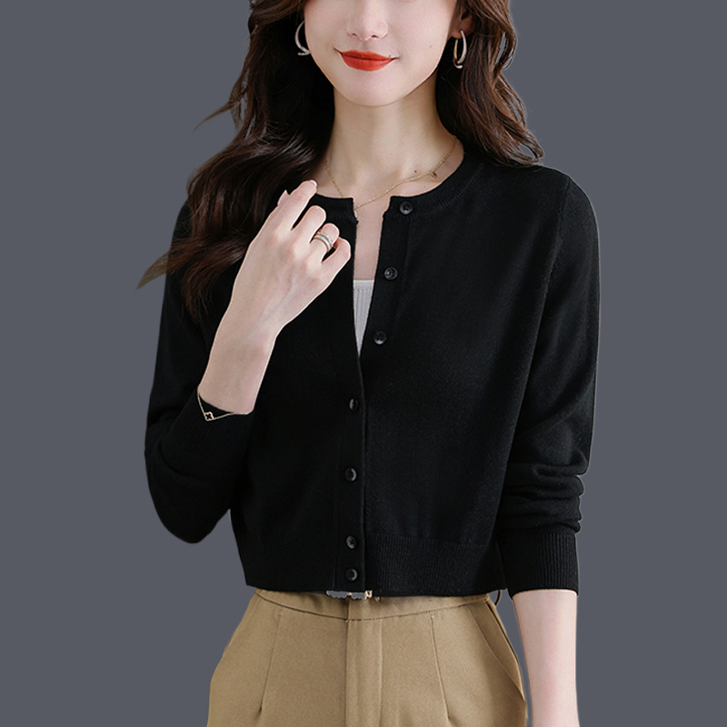 Ordos City Knitted Wool Sweater for Women 2026 New Spring and Autumn High-Waisted Short Cardigan for Petite Women